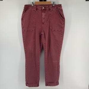 Judy Blue Aurora Weekender High Rise Cuffed Jeans Womens 32 Red Denim Stretch